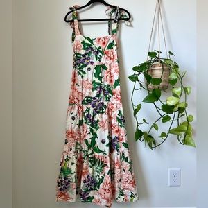 Floral tie shoulder dress